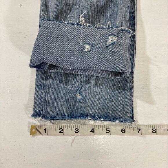Abercrombie & Fitch Jeans Women’s 25 Blue Boyfriend Mid Rise Distressed Ripped - Picture 11 of 11